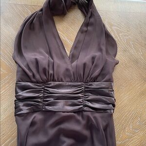 Connected Apparel Deep Brown Petite Dress